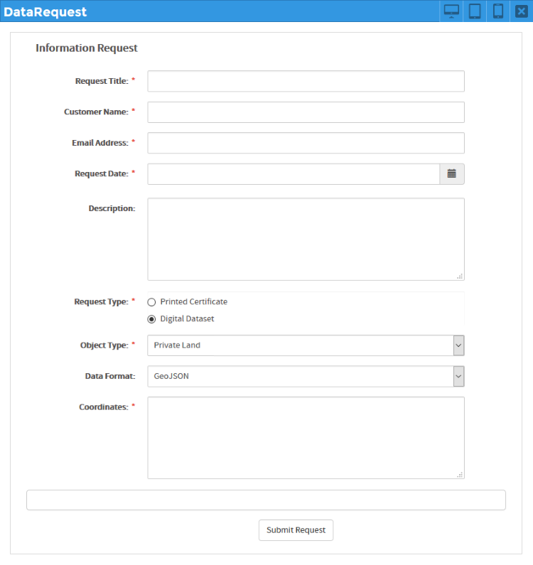 The 'DataRequest' form